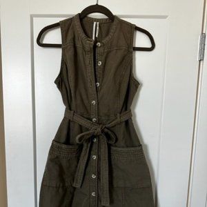 Anthropologie Utility Dress Army Green Sz 00